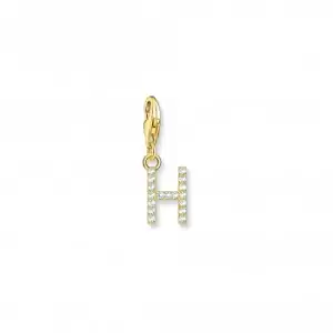 Image of Charmista White Gold Plated Zirconia Letter H Charm Pendant 1971-414-14