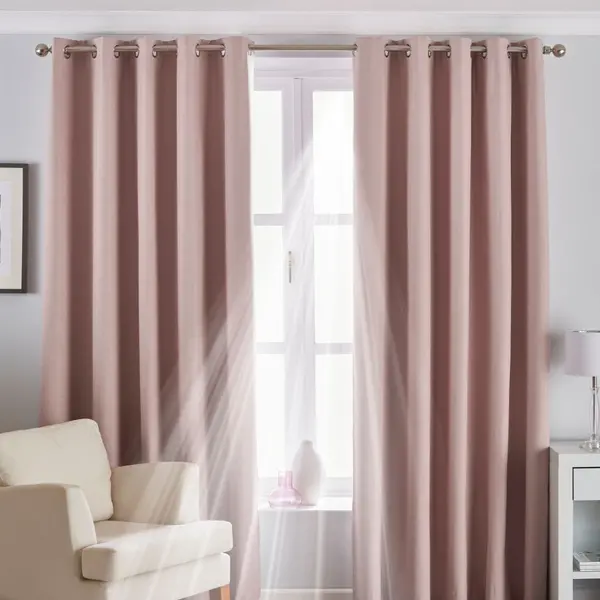 Image of Twilight Thermal Blackout Eyelet Curtains Blush, Blush / 229 x 229cm