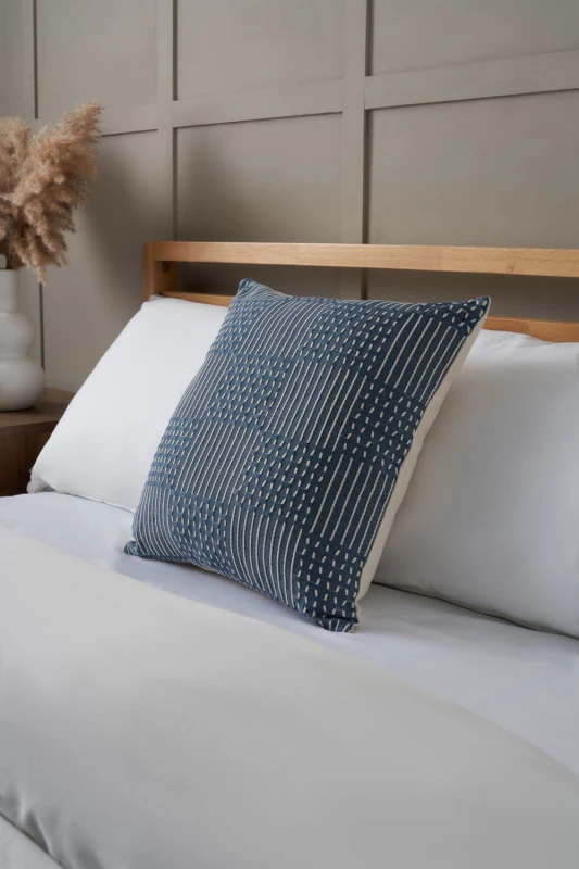 Image of Bhs Cross Check Cushion Blue