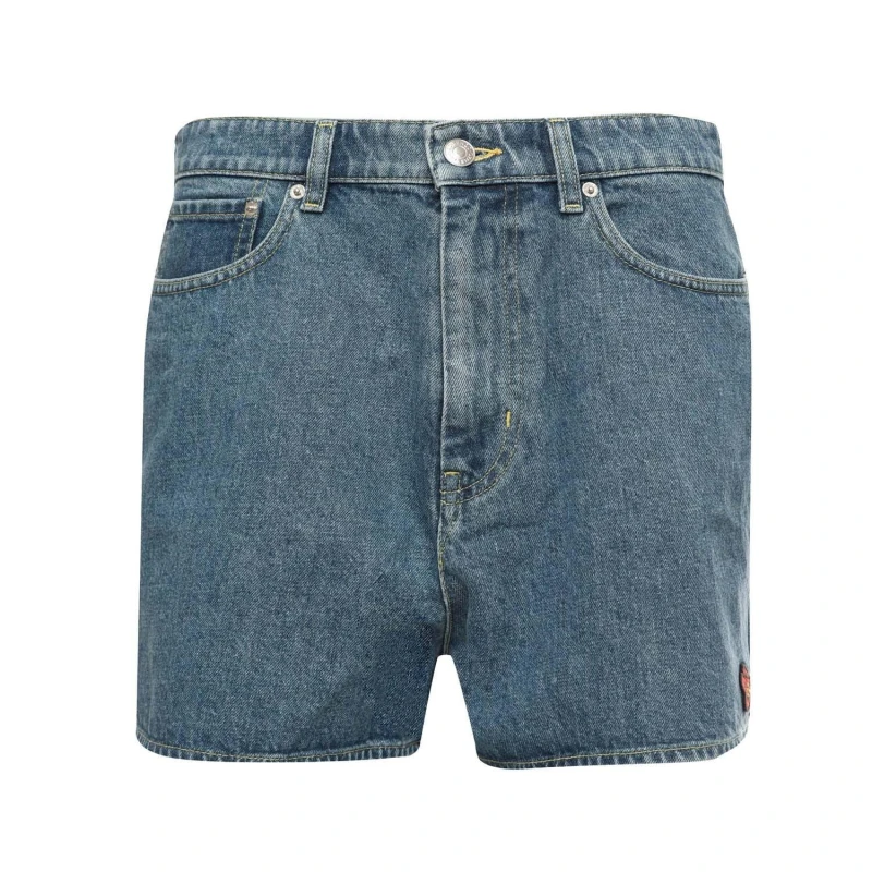 Image of Kenzo Logo Embroidered Denim Shorts - Blue Blue L