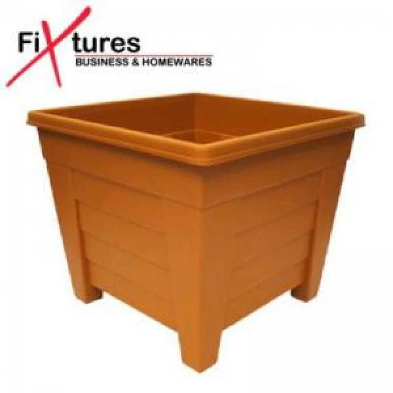 Image of Thumbs Up 38Cm Square Terracotta Colour Grosvenor Plastic Patio Planter