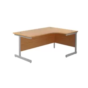Image of 1600X1200 Single Upright Right Hand Radial Desk Nova Oak - Silver + Desk High Ped