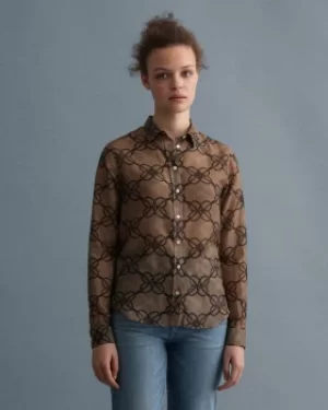 Image of GANT Rope Print Cotton Silk Shirt
