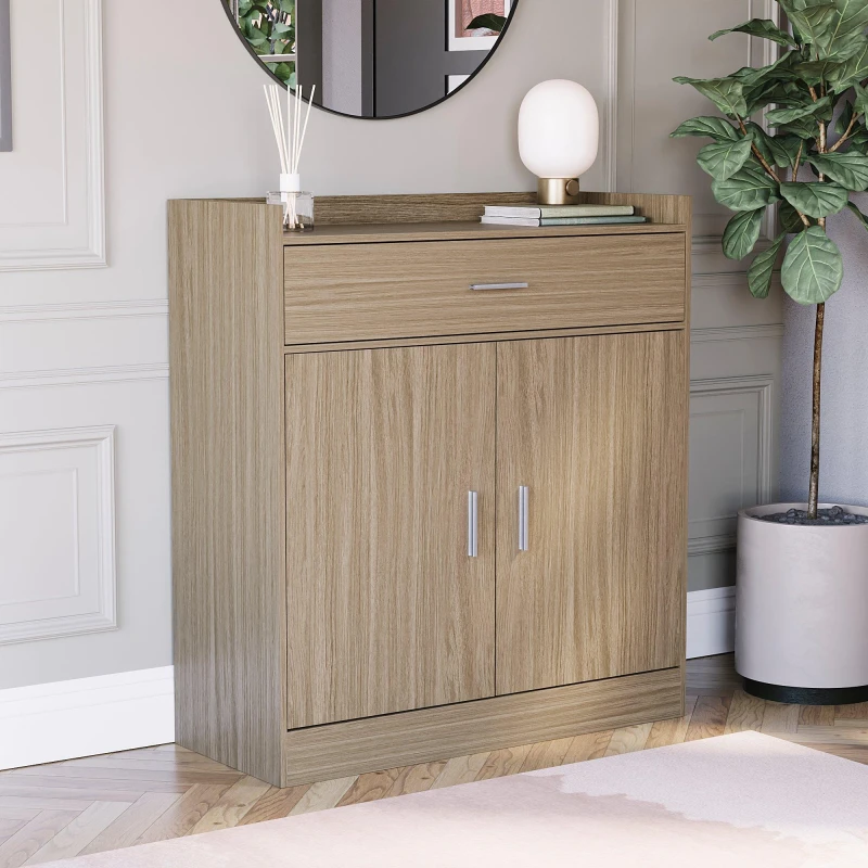 Image of Lassic Vida Designs Dalby 2 Door 1 Drawer Shoe Cabinet Oak unisex One Size