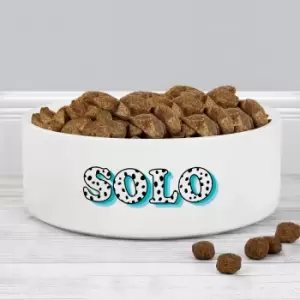 Image of Personalised Spotty Name Ceramic Pet Bowl Blue