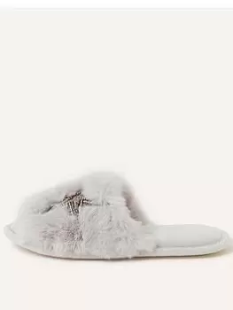 Image of Accessorize Planet Furry Mule, Grey Size M Women