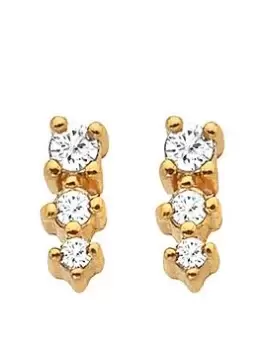 Image of Hot Diamonds HD X JJ White Topaz Graduated Stud Earrings, Gold, Women