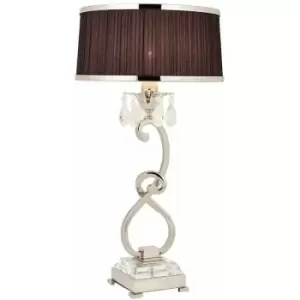 Image of Esher Luxury Table Lamp Nickel Crystal Black Round Shade Traditional Bulb Holder