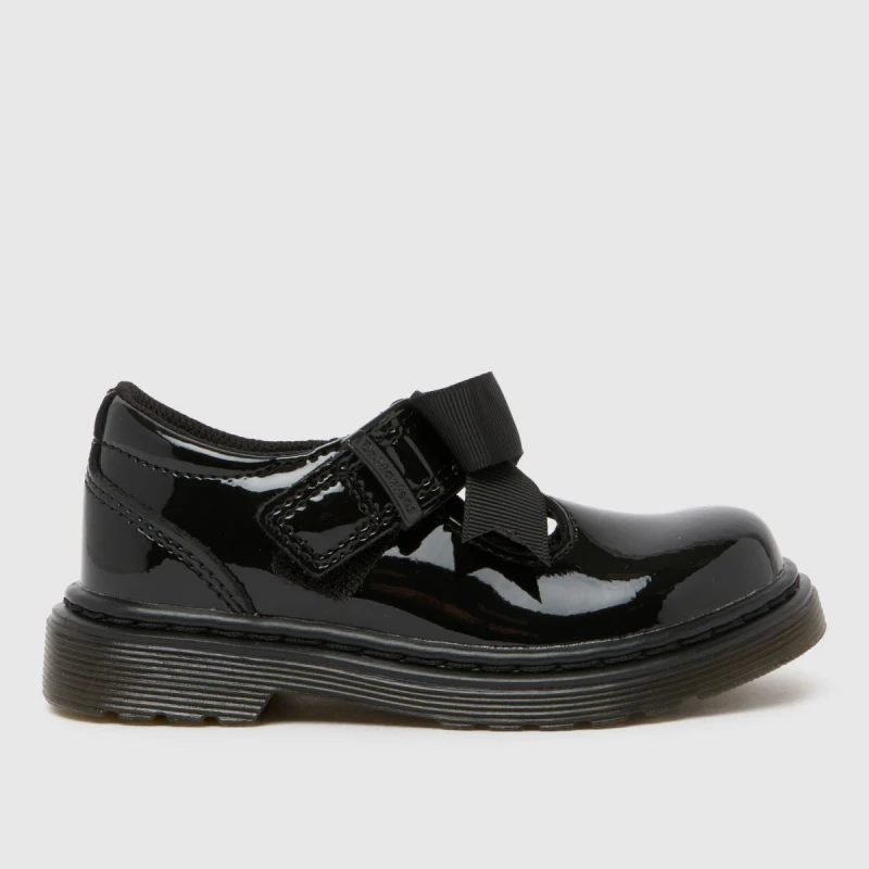 Image of Dr. Martens Black Polley II Bow Girls Toddler Shoes Black UK 7