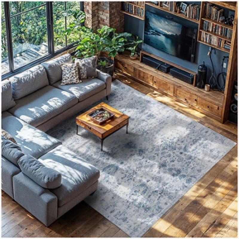 Image of Tectake Vintage Rug Amara - Faded Design, Machine Washable, Short Pile & Non-Slip Underside 240 X 340 Cm - Blue