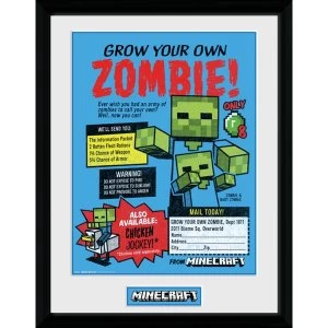 Image of Minecraft Grow Your Own Zombie Framed Collector Print