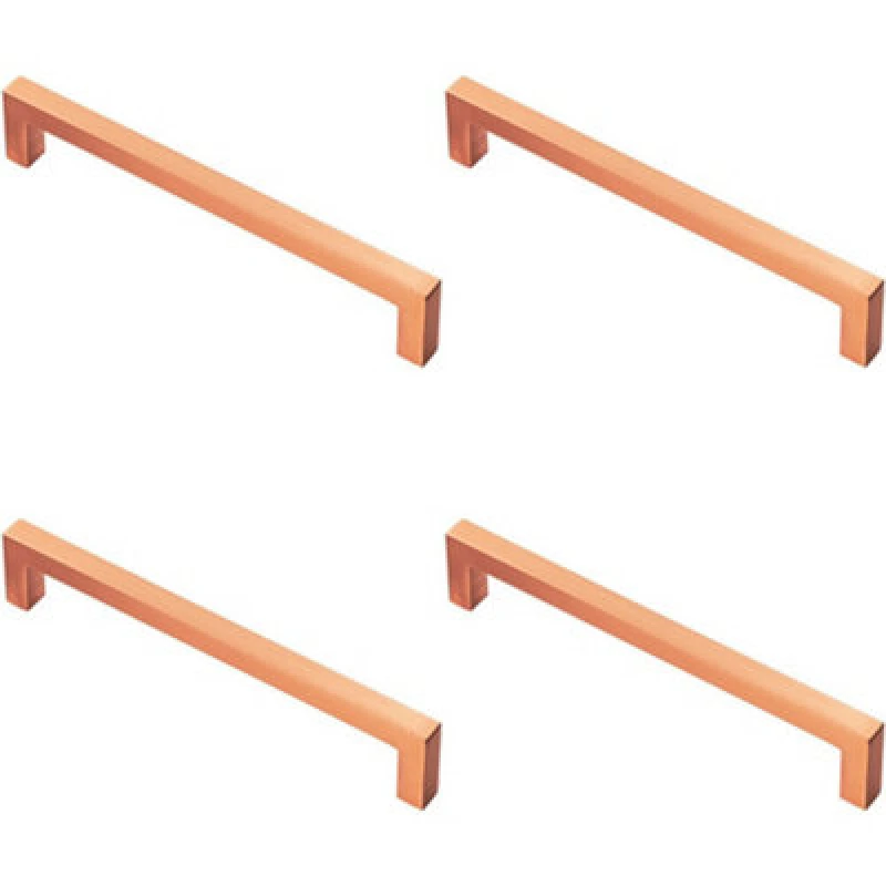 Image of Loops 4x Square Block Pull Handle 170 x 10mm 160mm Fixing Centres Satin Copper Copper unisex