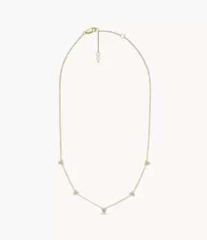 Image of Fossil Women Sadie Trio Glitz Gold-Tone Stainless Steel Station Necklace