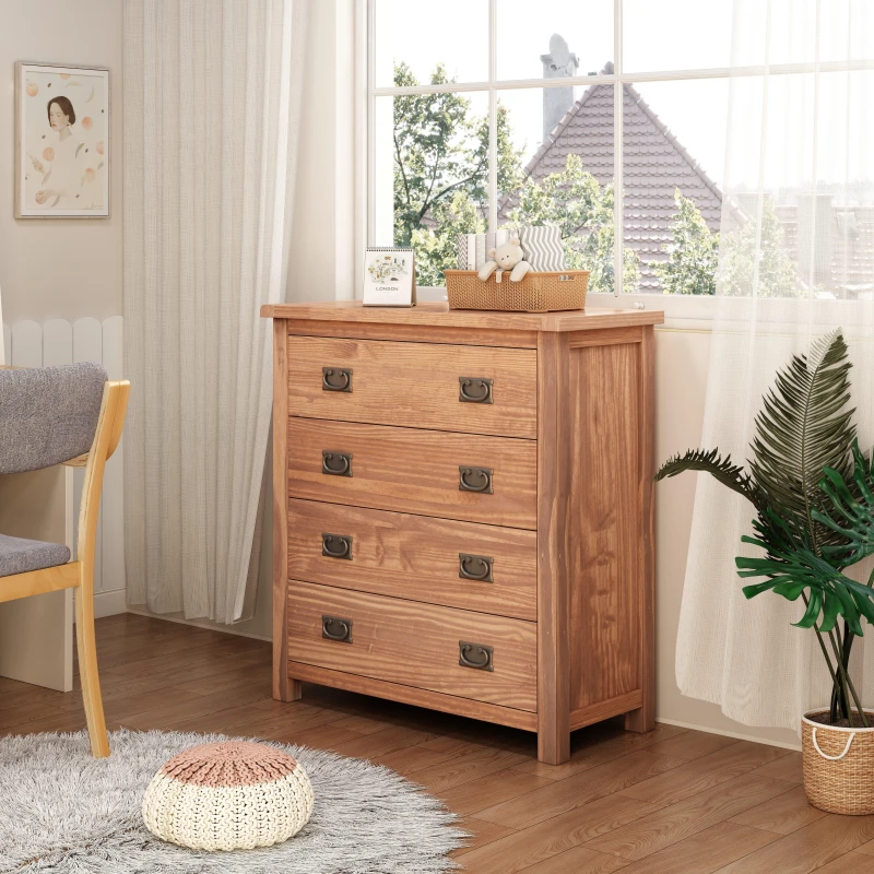 Image of Cabinet Bits Padua 4 Drawer Chest of Drawers Bras Drop Handle in Brown Brown Unisex