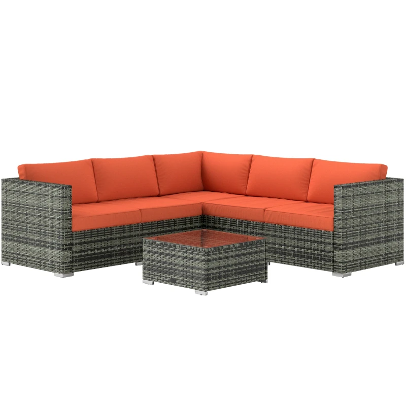 Image of Outsunny 4 Pieces Rattan Garden Furniture Sofa Set with Coffee Table Orange TJ Hughes 5061025098712