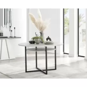Image of Furniturebox Adley Matte Grey Concrete and Black Metal Leg Round Storage Dining Table