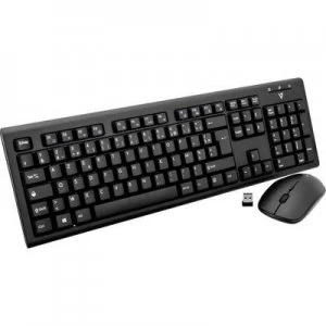Image of V7 Videoseven CKW200FR Radio Keyboard and mouse set Splashproof French, AZERTY Black