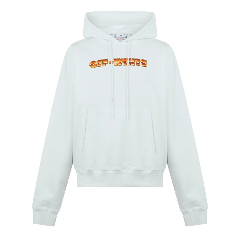 Image of Off White Mens Logo Design Hoodie White/Orange male N/A
