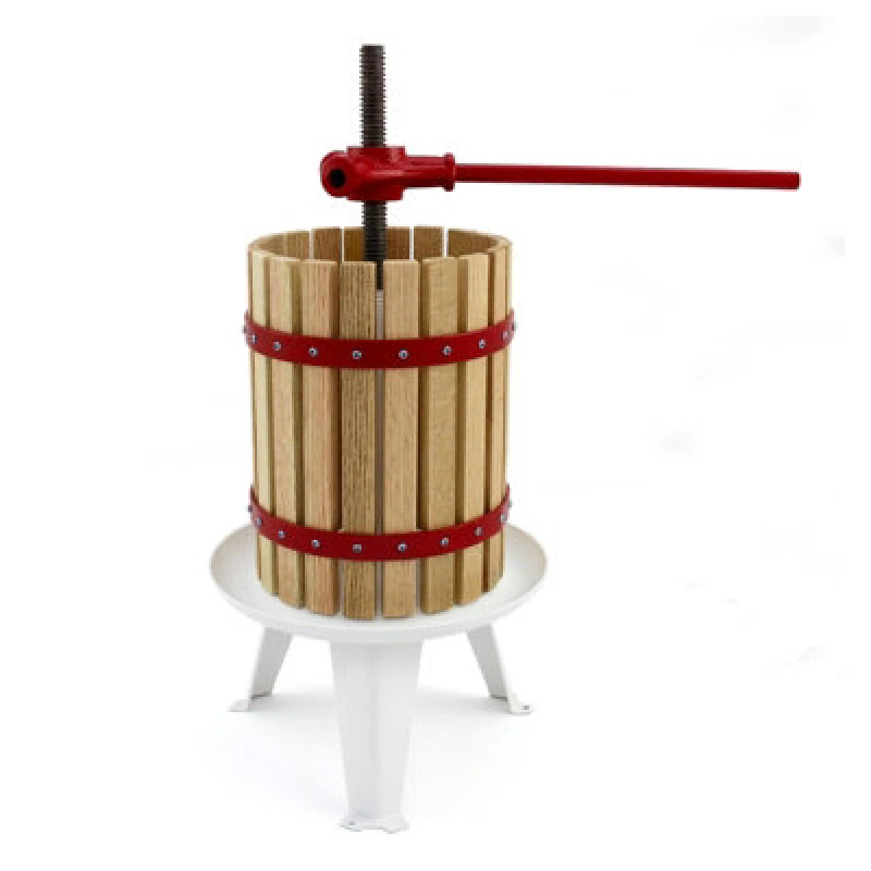 Image of Kukoo Fruit Press 12 Litre Solid Oak & Steel Manual Spindle Includes 3 Straining Bags Natural