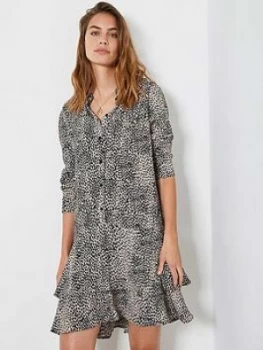 Image of Mint Velvet Mint Velvet Lottie Animal Tiered Mini Dress