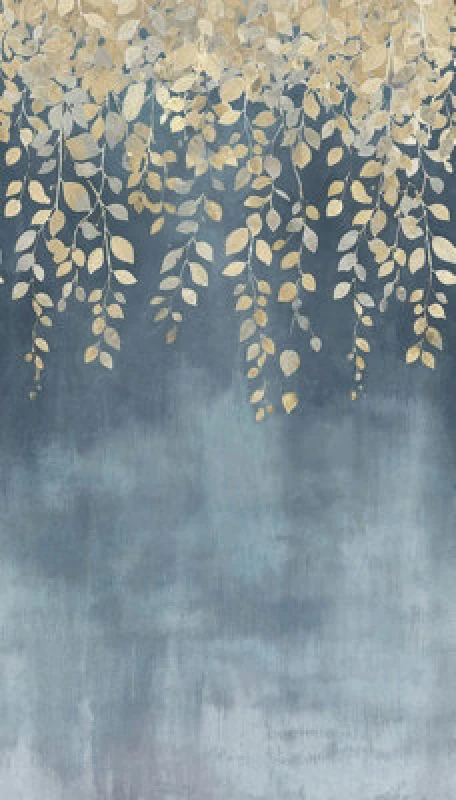 Image of As Creation Bricoflor Non-Woven Wallpaper, Leaf & Palm Wallpaper, Vintage In Blue, Cream - 8,80 X 0,53 M