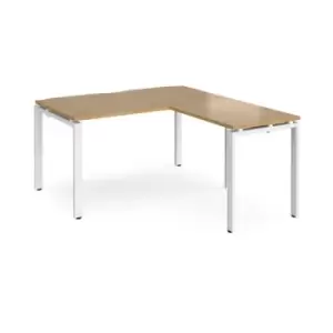 Image of Bench Desk Add On Return Desk 1400mm Oak Tops With White Frames Adapt