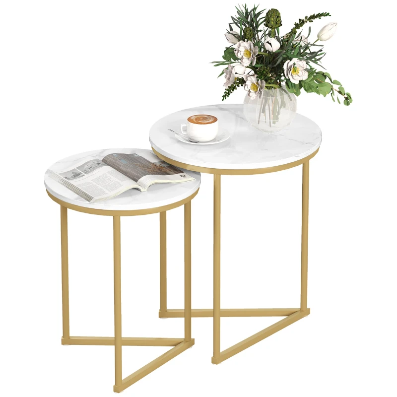 Image of HOMCOM Nesting Coffee Table Set of 2 with Metal Frame - Gold Tone TJ Hughes 5063603366909