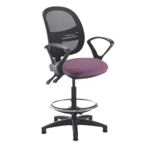 Image of Dams MTO Jota Mesh Back Draughtsmans Chair with Fixed Arms - Diablo Pink