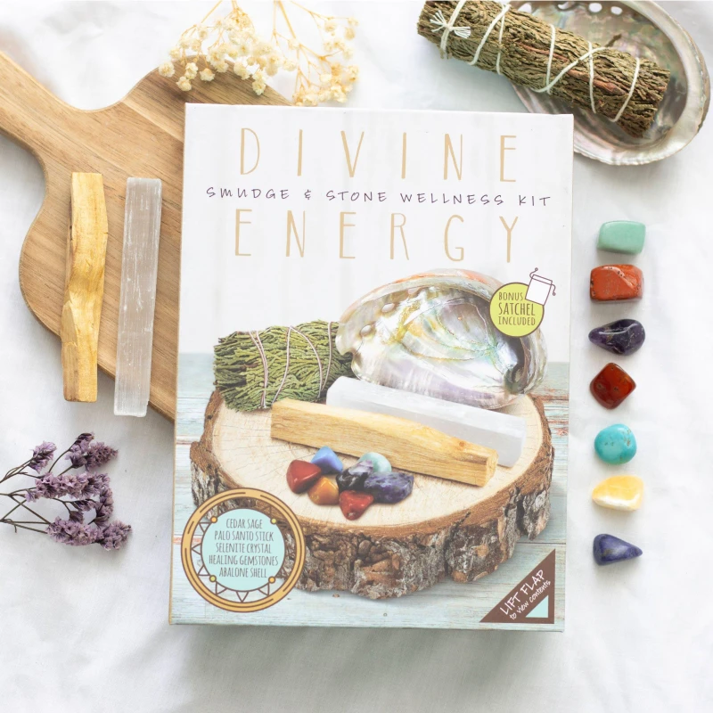 Image of Something Different Divine Energy Smudge and Stone Wellness Kit - Multi Multi One Size