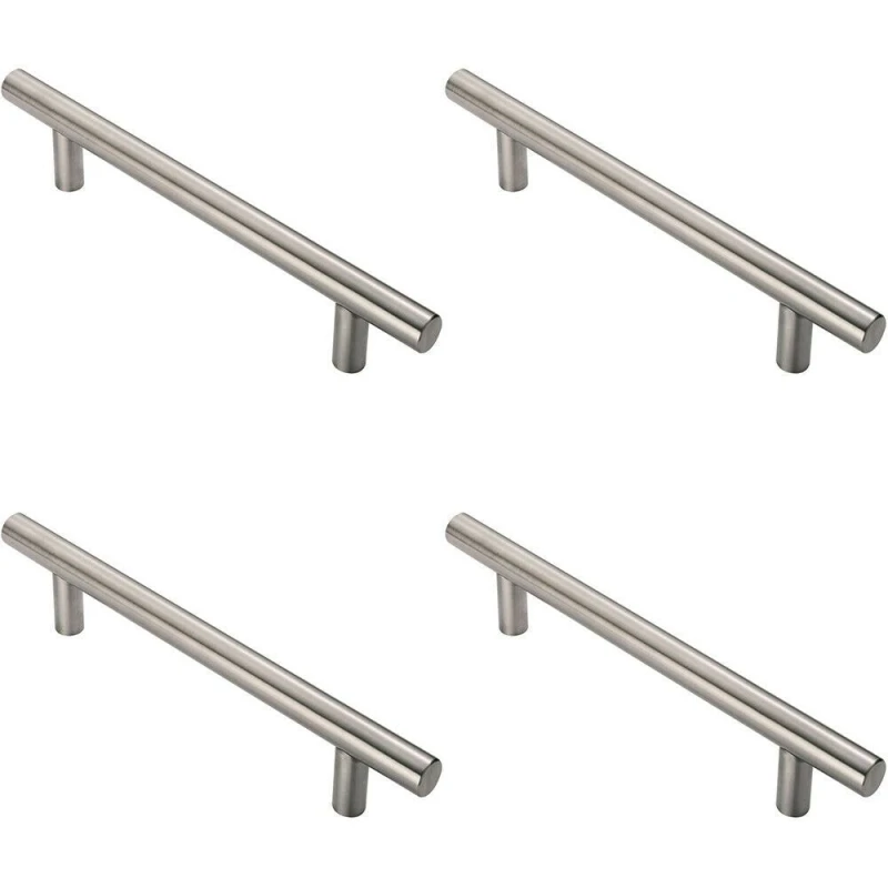Image of Loops 4x Straight T Bar Pull Handle 775 x 30mm 600mm Fixing Centres Satin Steel Metallics unisex