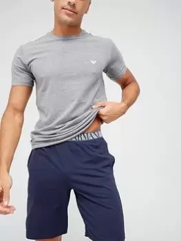Image of Emporio Armani Bodywear Lounge T-Shirt & Shorts Set - Grey/Navy Size M Men