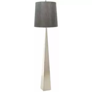 Image of Loops - Floor Lamp Steel Tapered Column Dark Grey Shade Polished Nickel LED E27 100W