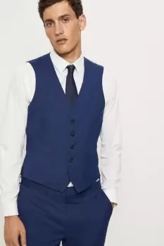 Image of Slim Fit Blue Slub Suit Waistcoat
