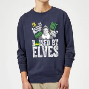 Image of Elf Raised By Elves Christmas Sweatshirt - Navy - M
