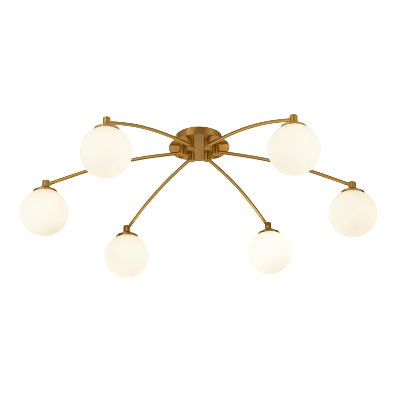 Image of SO'HOME Opal and Brass 6 Light Semi Flush Ceiling Light White ONE SIZE