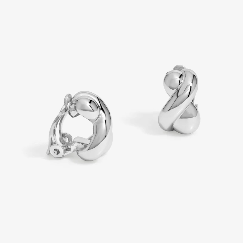 Image of Jon Richard Silver Plated Polished Infinity Clip Earrings Silver female