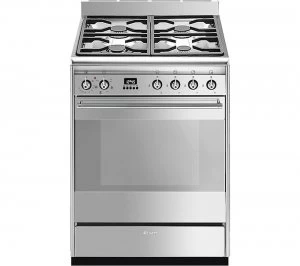 Image of SMEG SUK61MX9 60cm Dual Fuel Cooker - Stainless Steel