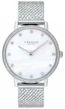 Image of Coach Womens Audrey Stainless Steel Mesh Pearl Dial Watch