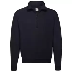 Image of Fruit Of The Loom Mens Zip Neck Sweatshirt Top (M) (Deep Navy)