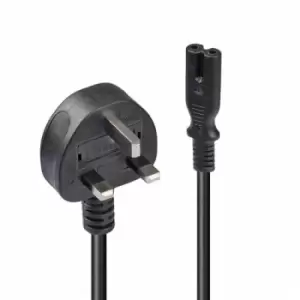 Image of Lindy 3m UK 3 Pin Plug To IEC C7 Mains Power Cable Black