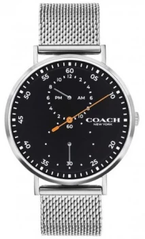 Image of Coach Mens Charles Steel Mesh Bracelet Black Dial Watch