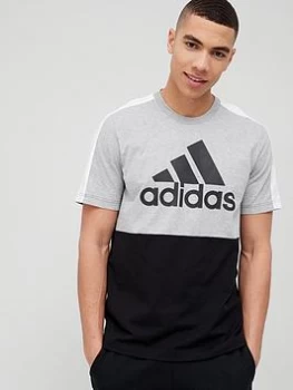 Image of Adidas Colourblock T-Shirt - Grey/Black