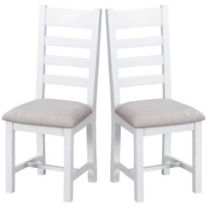 Image of Robert Dyas Madera Ready Assembled Pair of Ladder Back Wooden Chairs with Padded Seats
