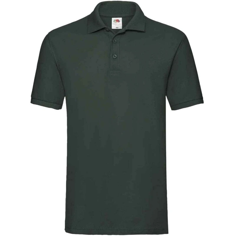 Image of Fruit Of The Loom Fruit of the Loom Men Premium Cotton Pique Polo Shirt in Bottle Green Size: Small Bottle Green S Male 5063527578839