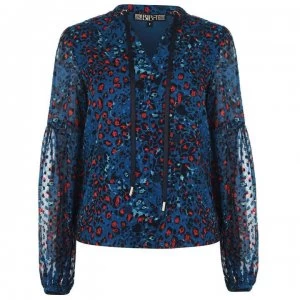 Image of Biba Tie Neck Leopard Blouse - Printed