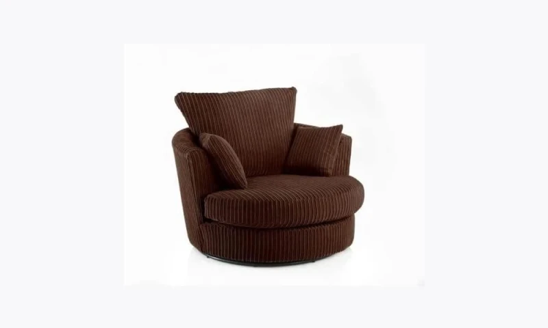Image of LUXURY LIFE Collingdale Dylan Jumbo Cord Fabric Swivel Chair Chocolate