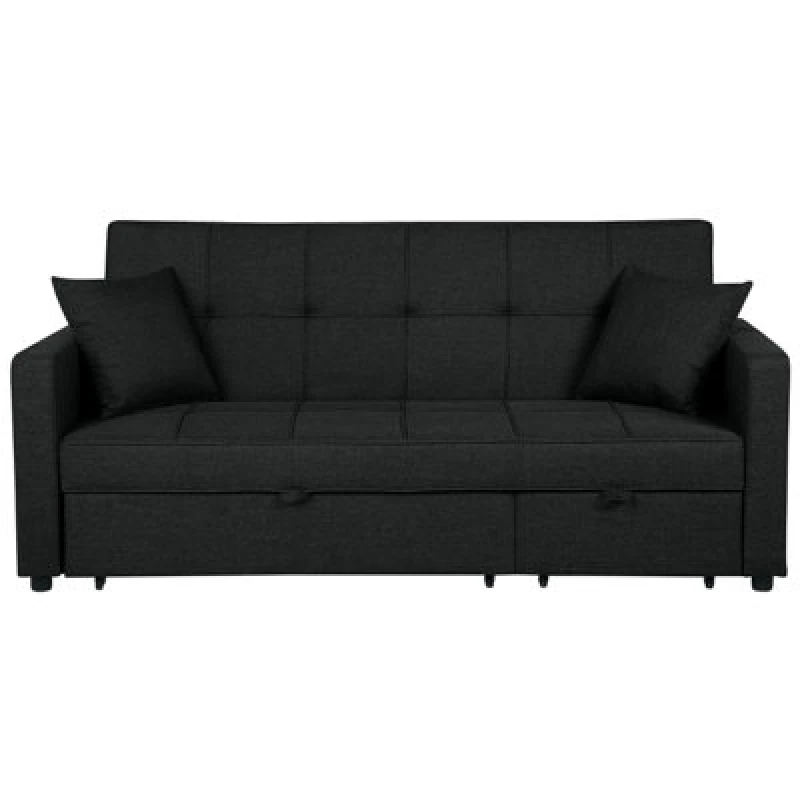 Image of Beliani Sofa Bed 3 Seater Glomma Fabric Black