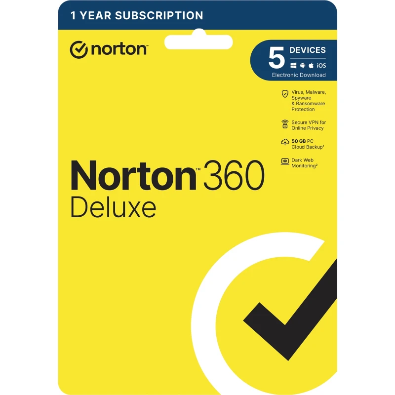 Image of Norton Norton 360 Deluxe, Antivirus Software for 5 Devices, 1-year Subscription SWNOR-21432964