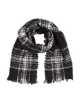 Image of Quiz Black Knitted Check Scarf - 1