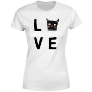 Image of Cat Love Womens T-Shirt - White - 4XL